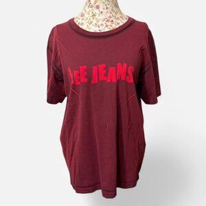 Vintage Burgundy Lee Jeans distressed t-shirt with red accents #grunge size XL 2